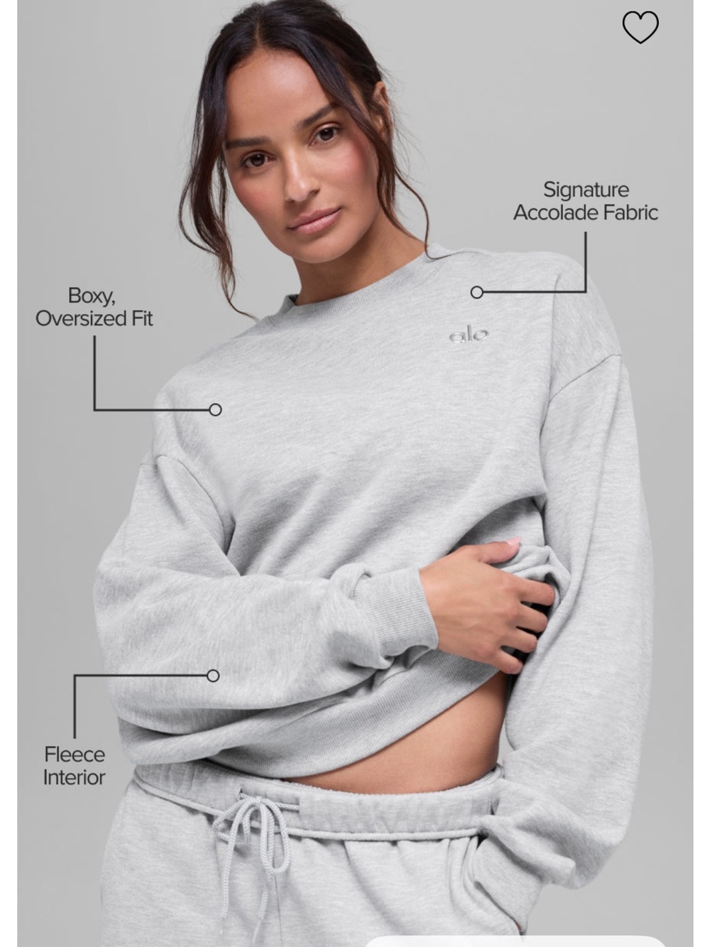 Alo Cropped Boxy Sweatshirt - Light Heather Gray